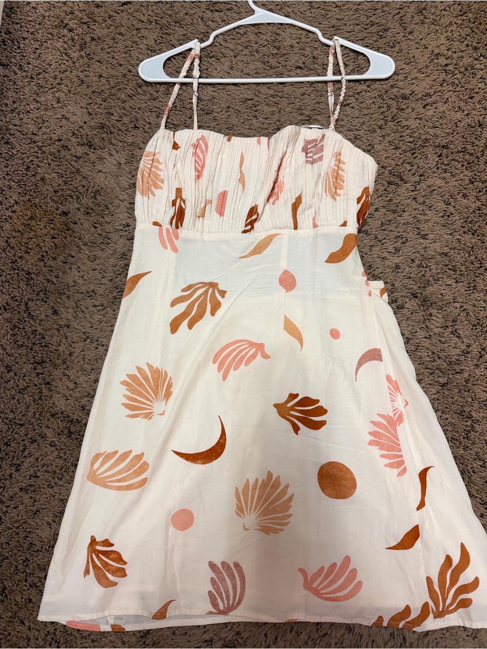 Astr Cream Sundress with Pink & Brown Leaf Print